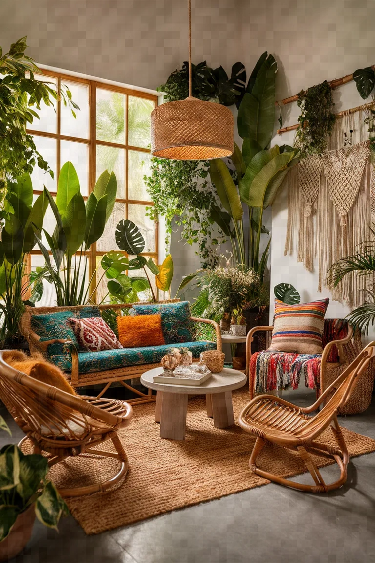 6. Tropical Bohemian Living Room