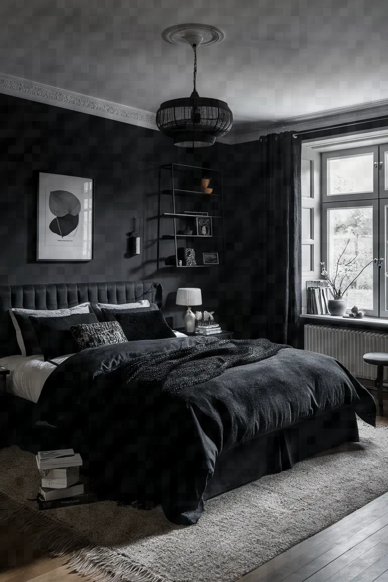 7. Noir Comfort Bedroom Concept