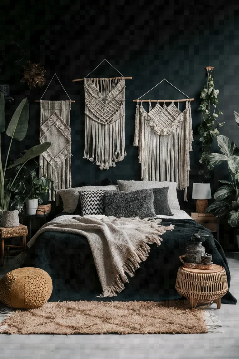 8. Bohemian Flair Best Black Bedroom Decor Ideas