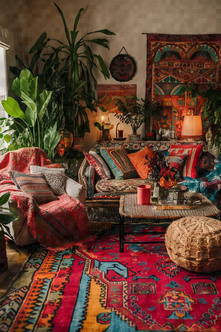 8. Colorful Bohemian Living Room