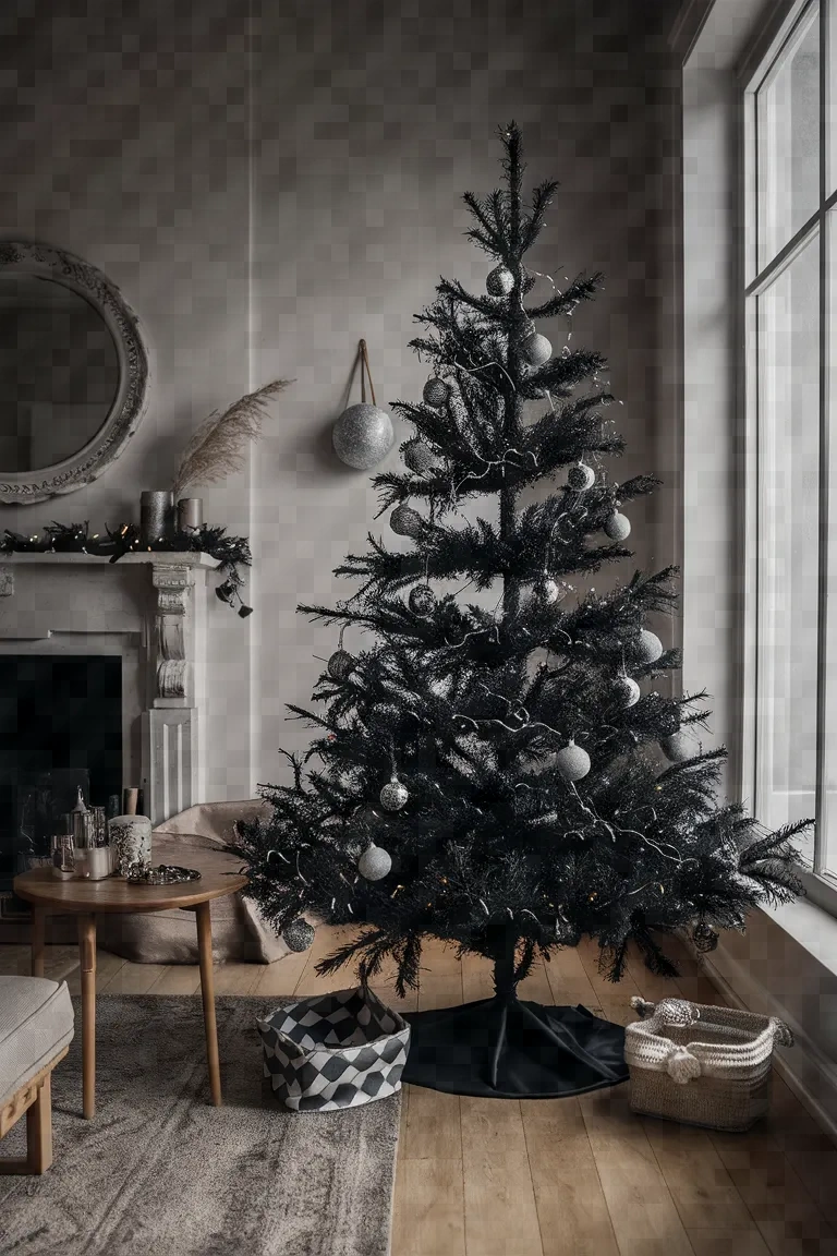 8. Starry Night Black Christmas Tree