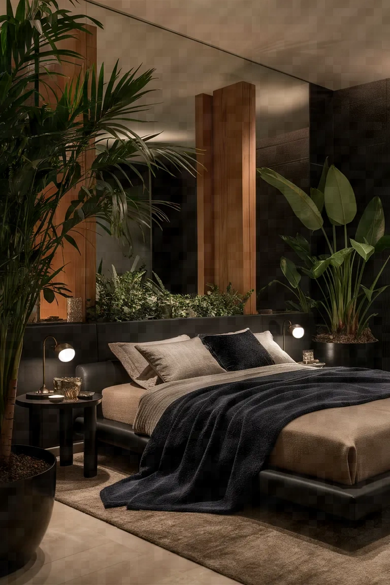 9. Sleek Onyx Bedroom Oasis