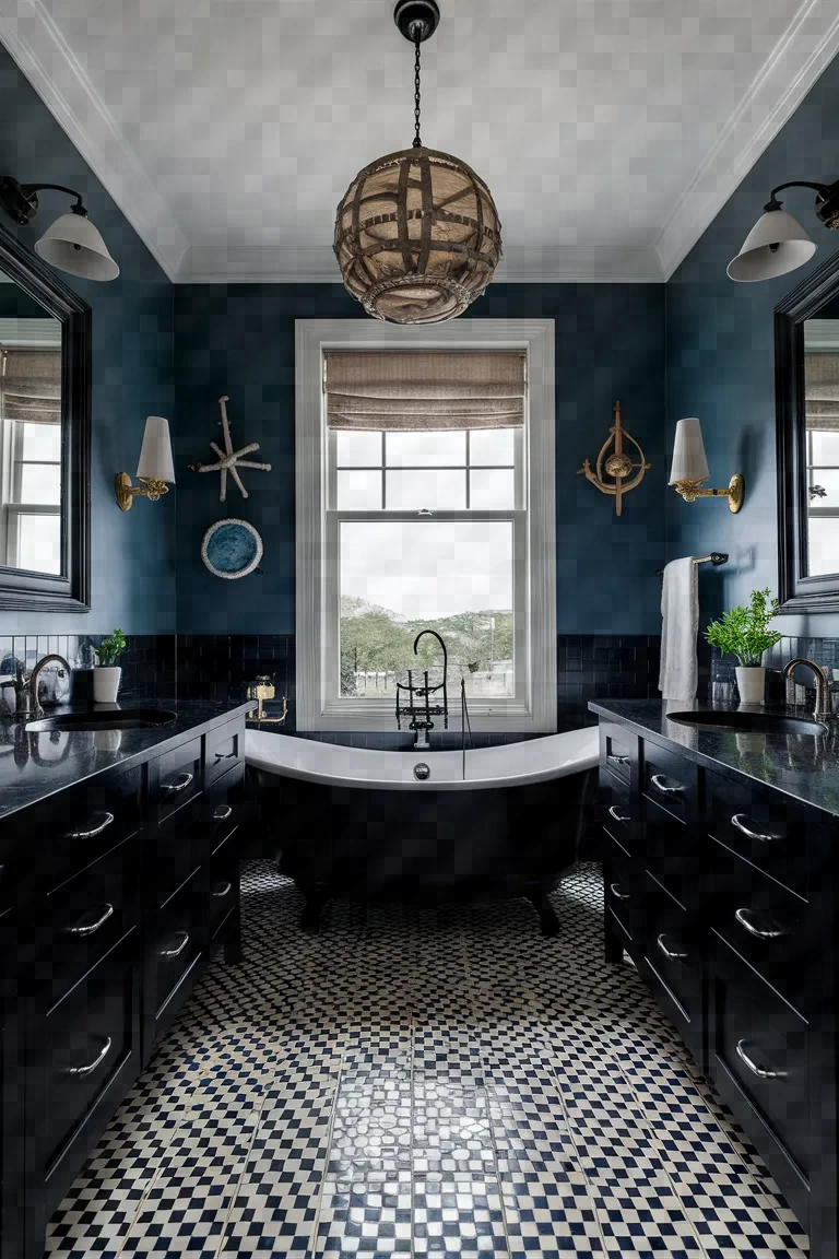 18. Nautical Black Bathroom Ideas