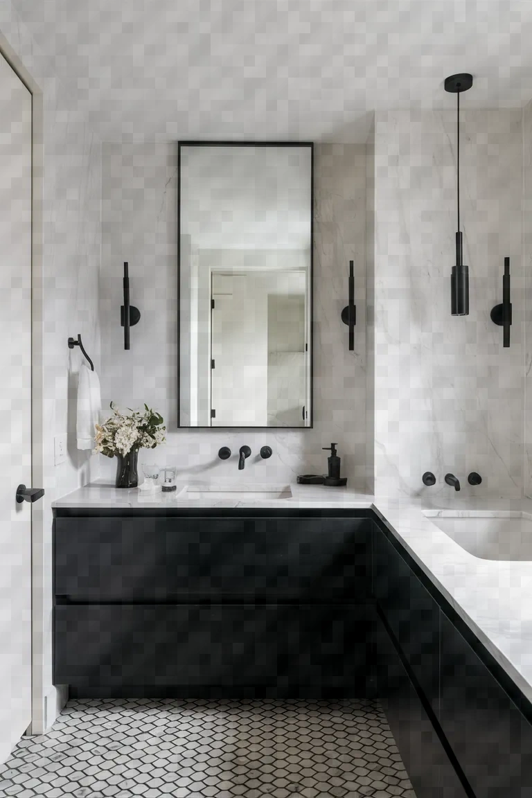 2. Minimalist Black and White Bathroom Ideas