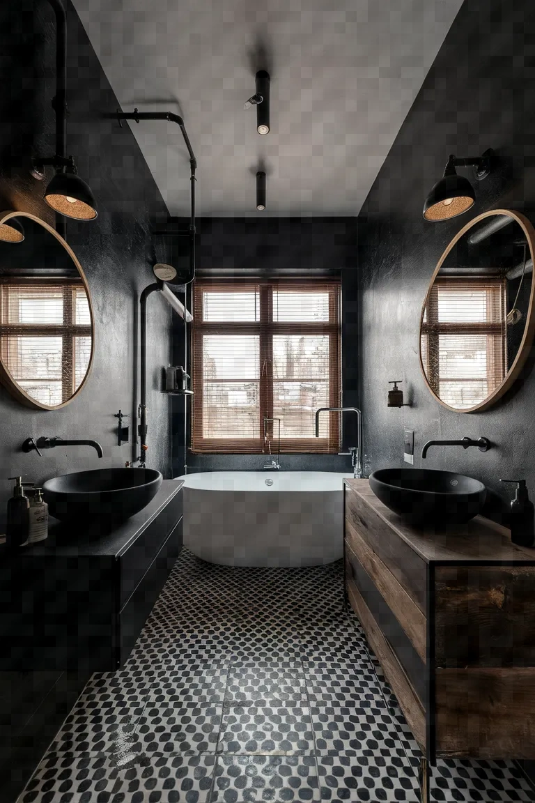 3. Industrial Black Bathroom Ideas