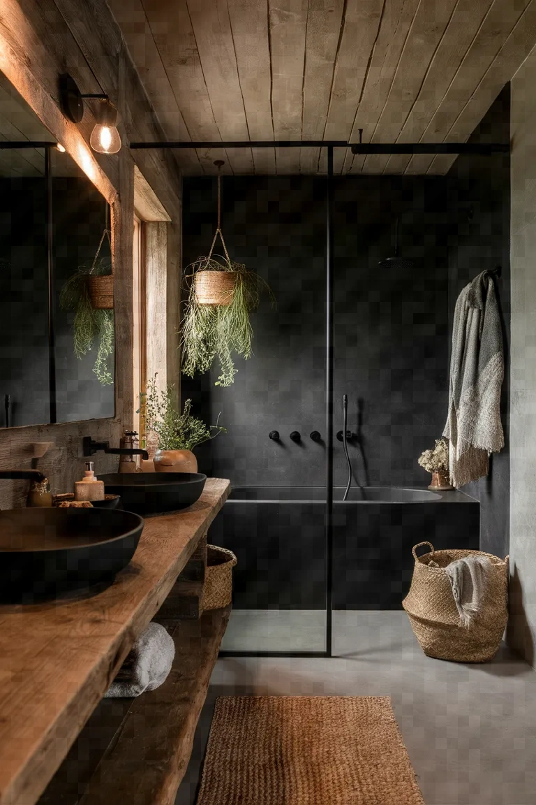 9. Rustic Black Bathroom Ideas