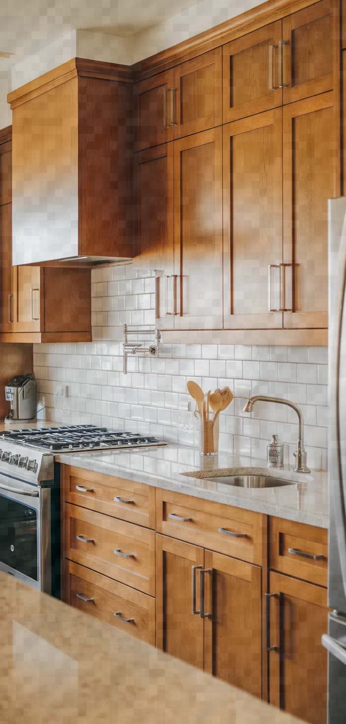 1. Shaker Style Honey Oak Cabinets