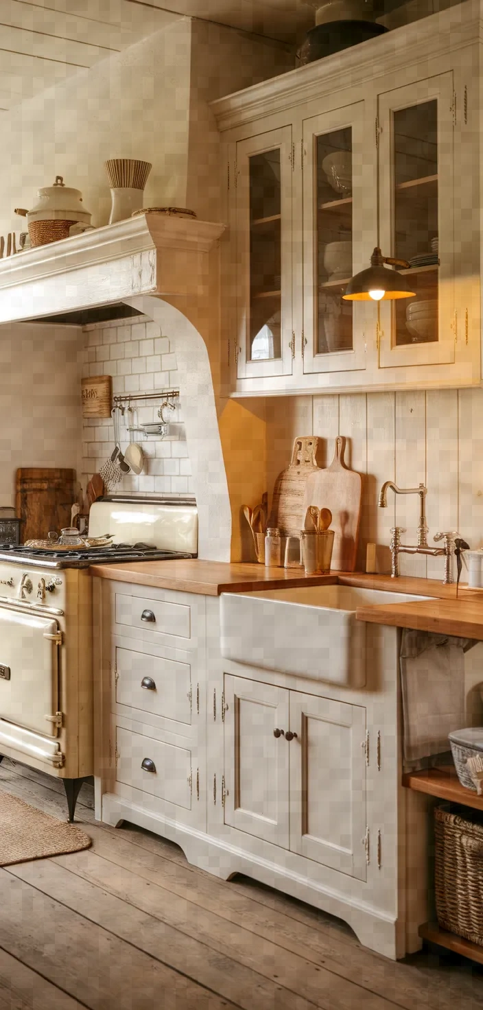 12. Farmhouse Antique White Cabinets
