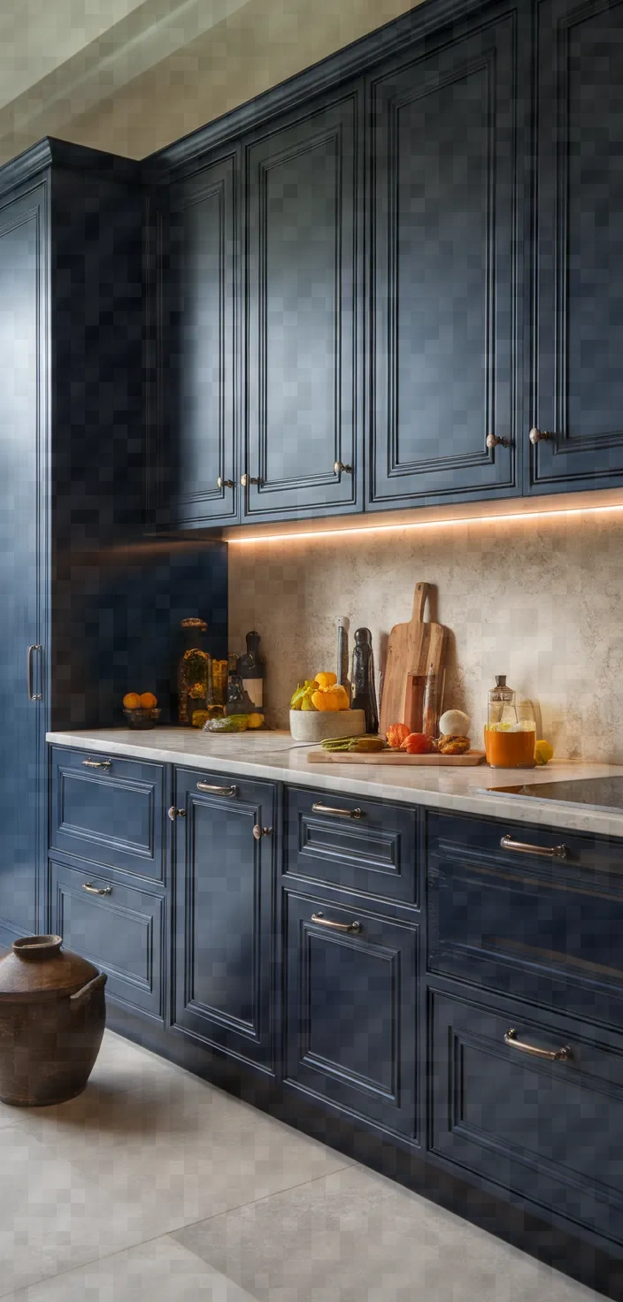 12. Navy Blue Raised Panel Cabinets