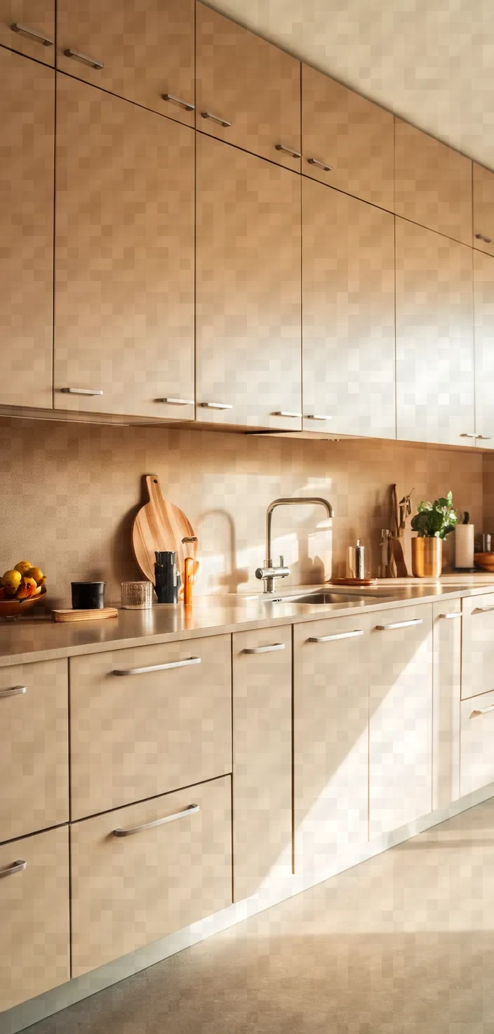 13. Beige Slab Door Cabinets