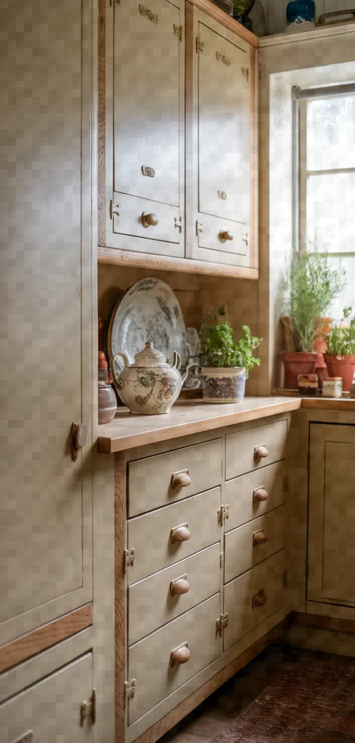 16. Beige Cottage Style Cabinets