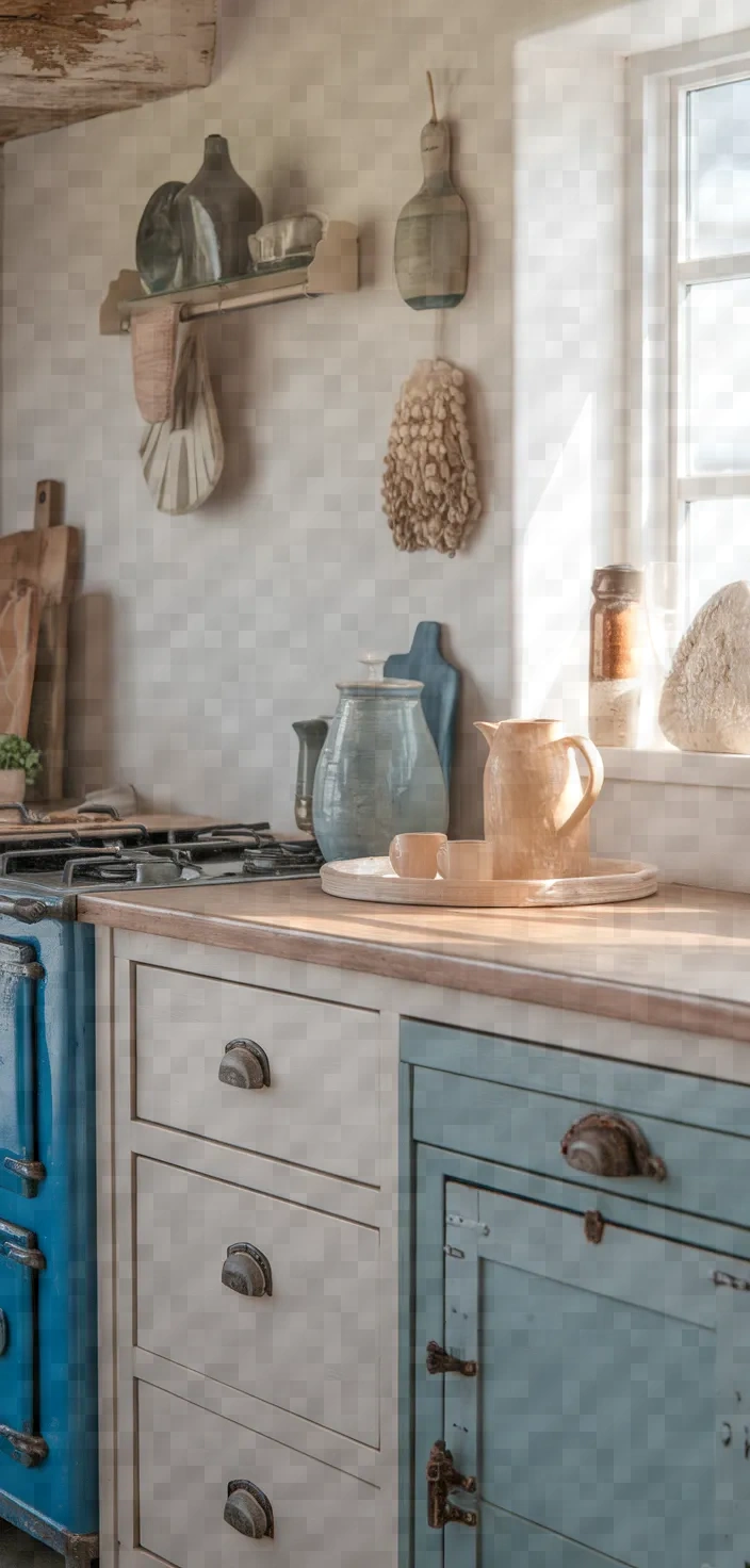 16. Coastal Antique White Cabinets