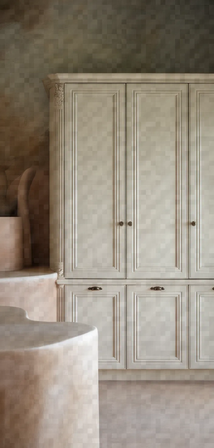 17. Minimalist Antique White Cabinets