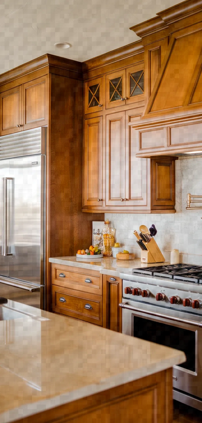 18. Two-Tone Honey Oak Cabinets