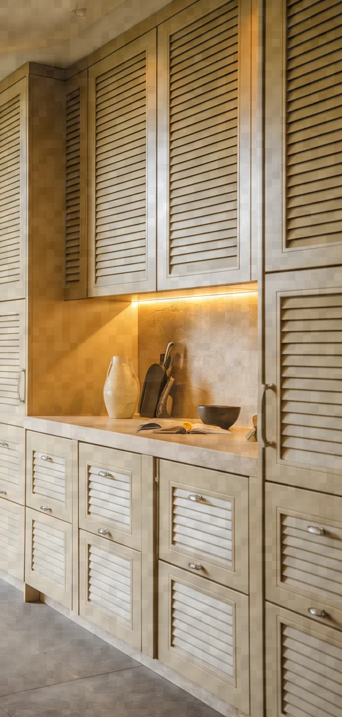 19. Beige Louvered Cabinets