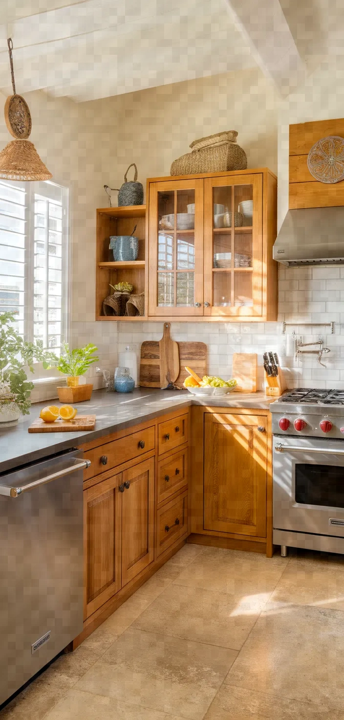 21. Coastal Honey Oak Cabinets