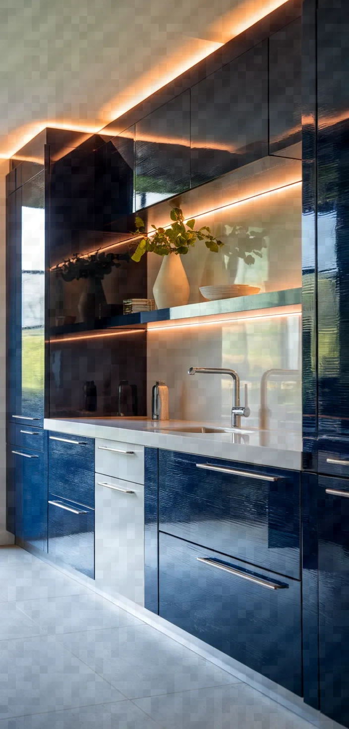 21. Navy Blue Textured Cabinets