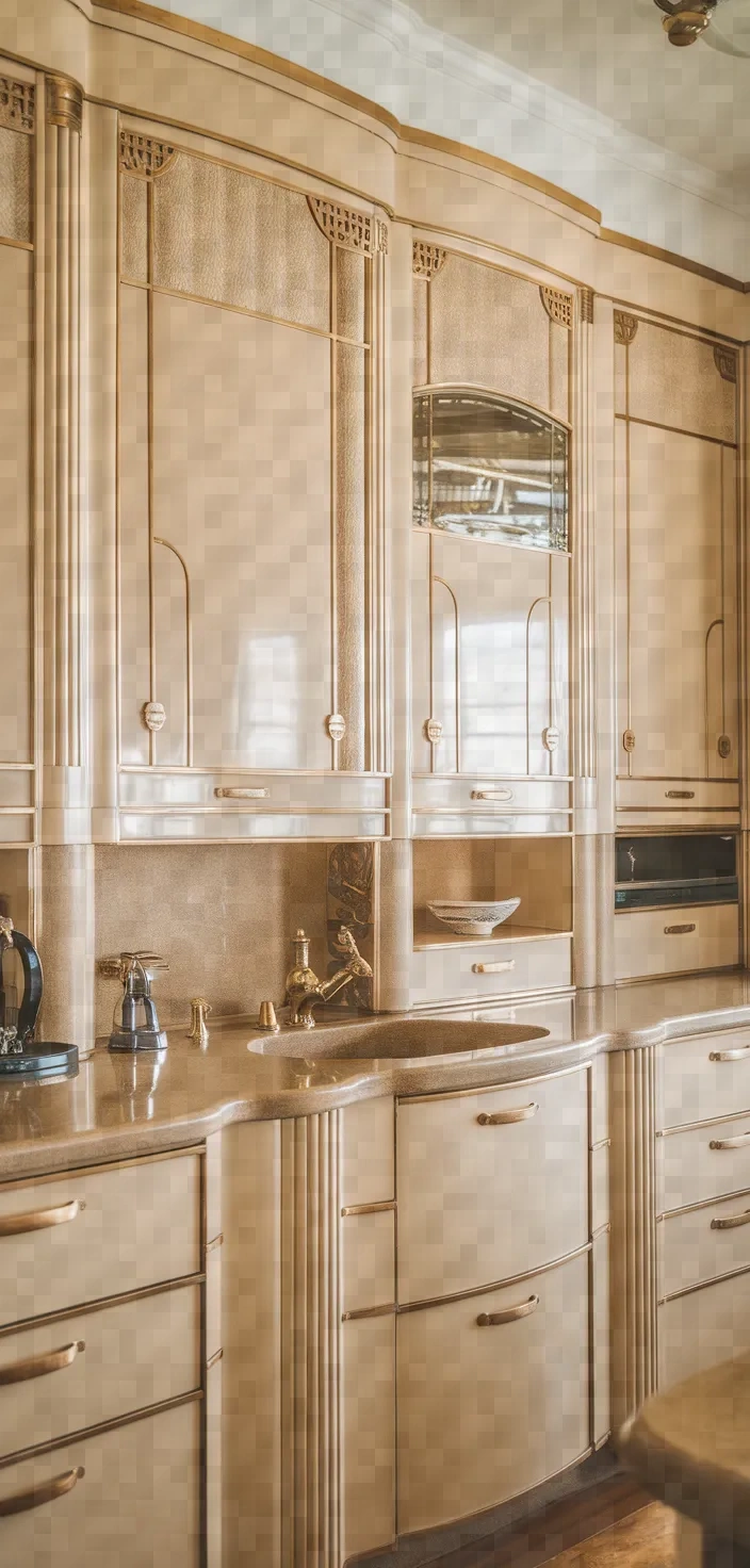 23. Beige Art Deco Cabinets