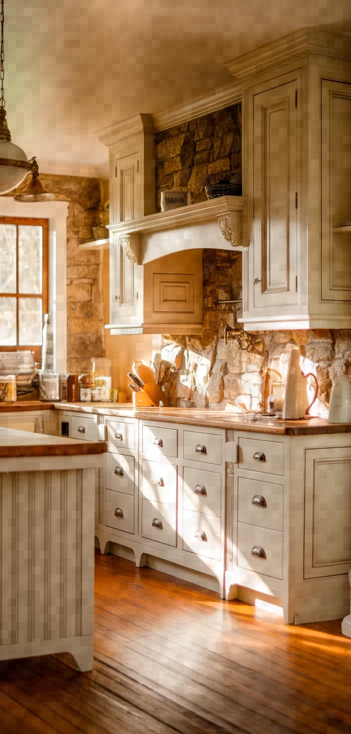 23. Cottage Antique White Cabinets