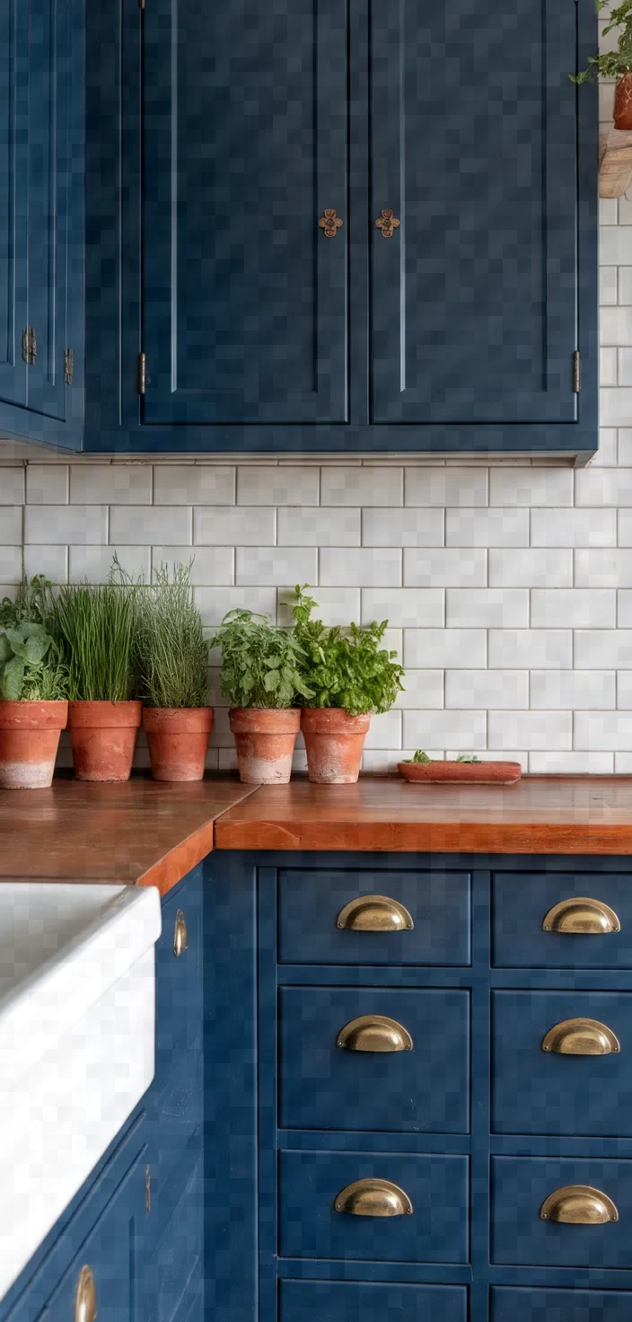 25. Navy Blue Floating Cabinets