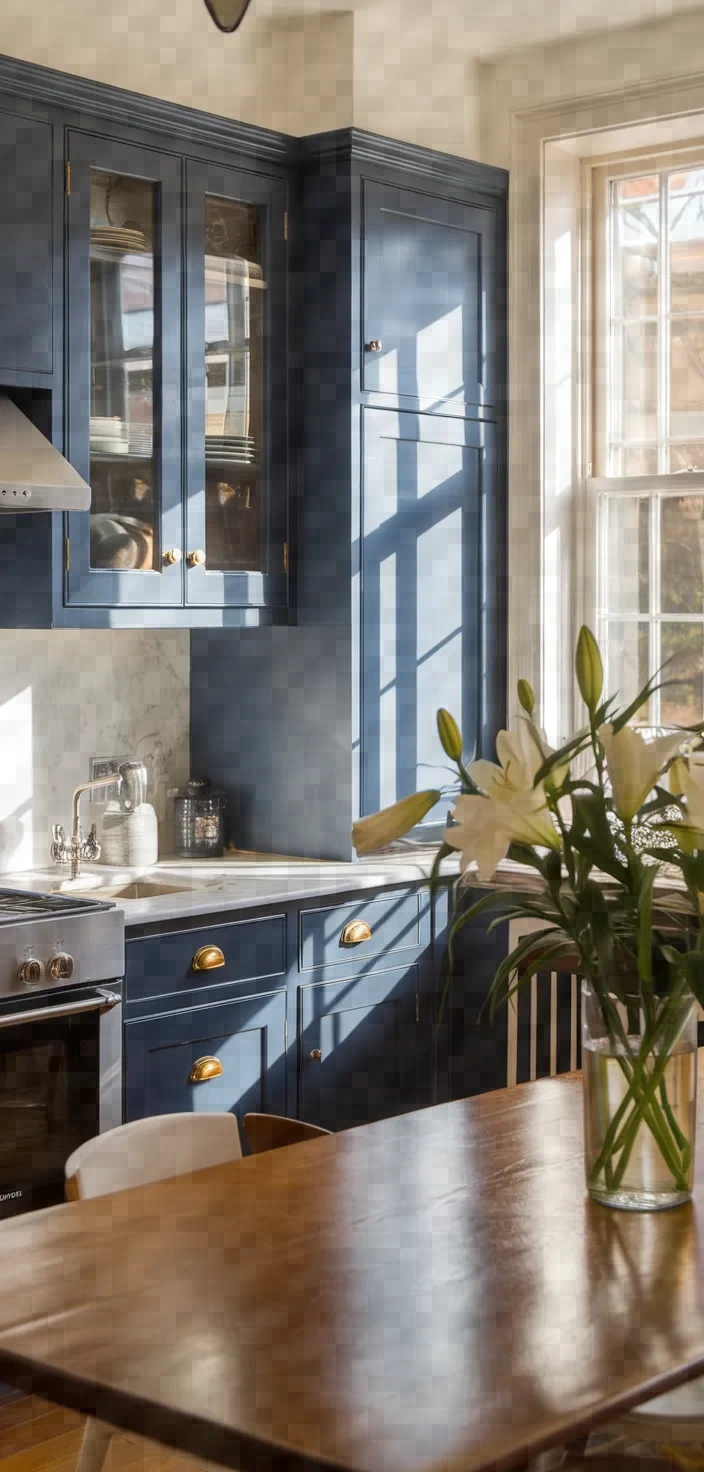 27. Inset Navy Blue Cabinets