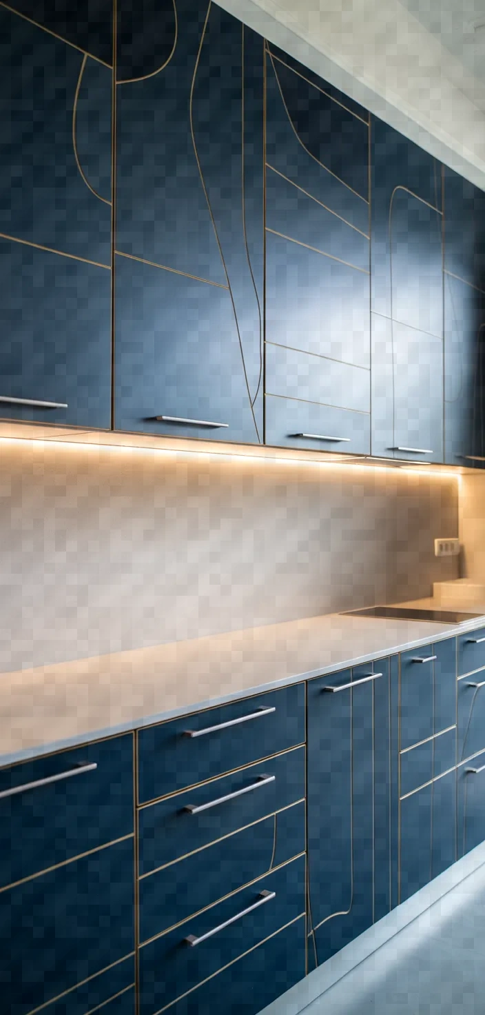 28. Artistic Navy Blue Cabinets