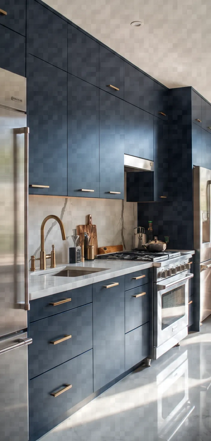 29. Recessed Handle Navy Blue Cabinets