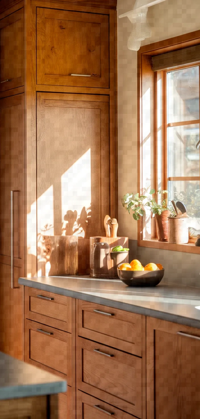 3. Flat Panel Honey Oak Cabinets