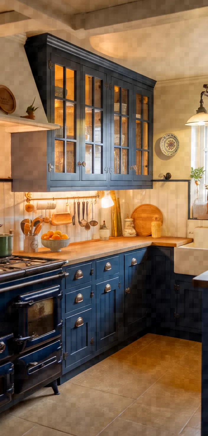 4. Navy Blue Beadboard Cabinets