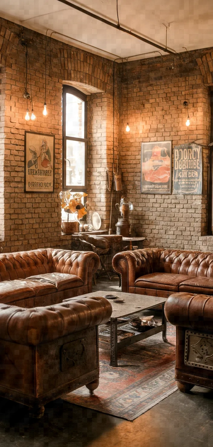 5. Vintage Industrial Living Room