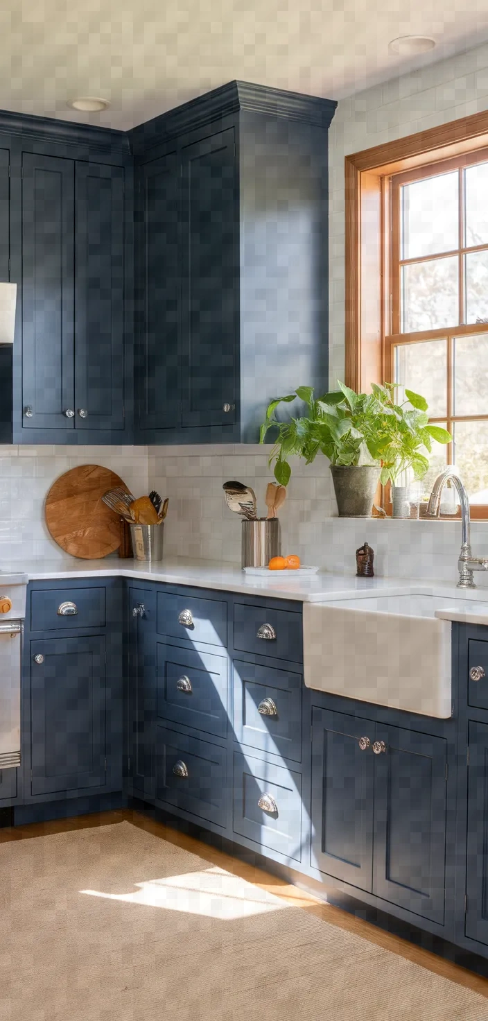 9. Coastal Navy Blue Cabinets